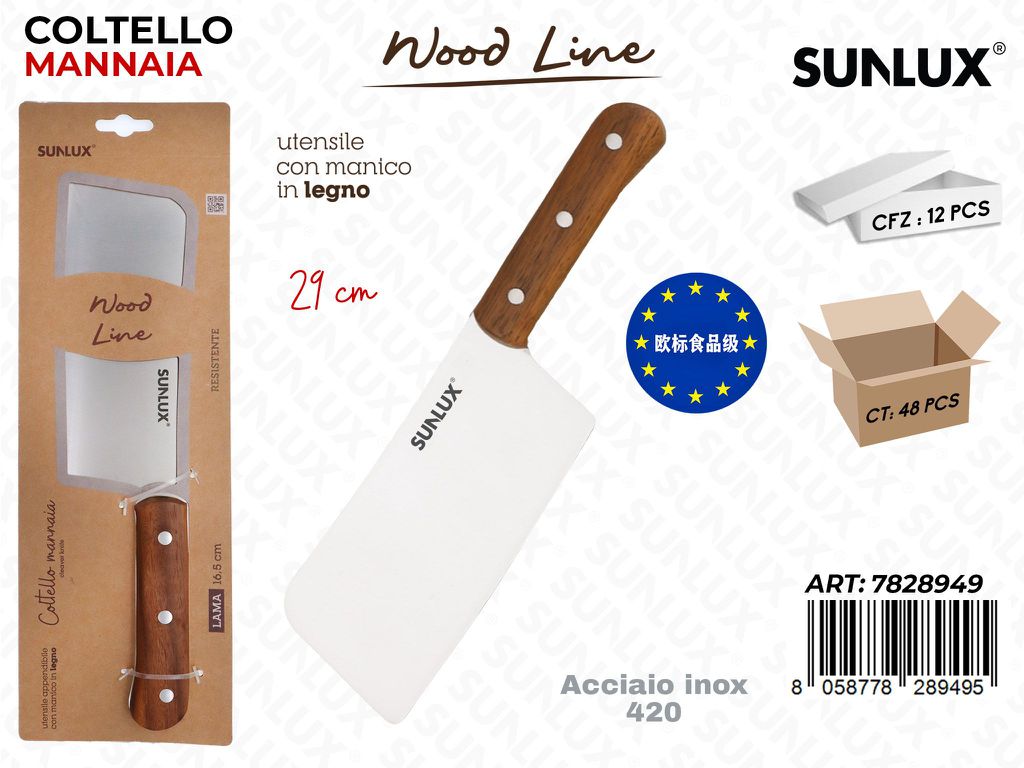 Sunlux Wood L. Coltello Mannaia ACC.420 29CM