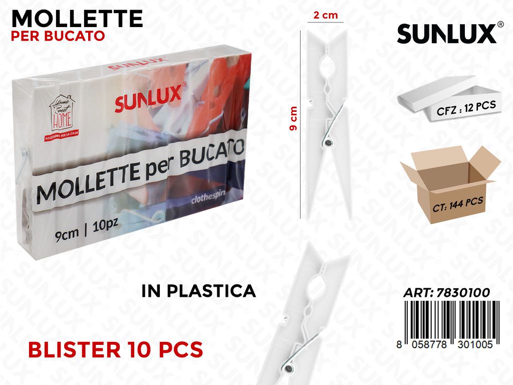 Mollette per Bucato Bianco 10PCS 2*9CM