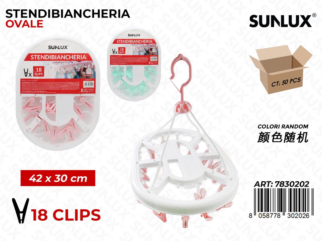 Stendibiancheria 18CLIPS Ass. 42*30CM