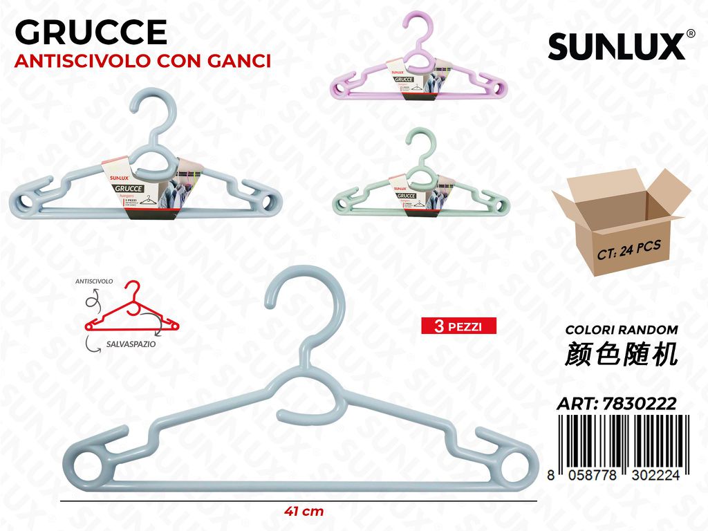 Sunlux Grucce Antiscivolo Ass. 3PCS 41CM