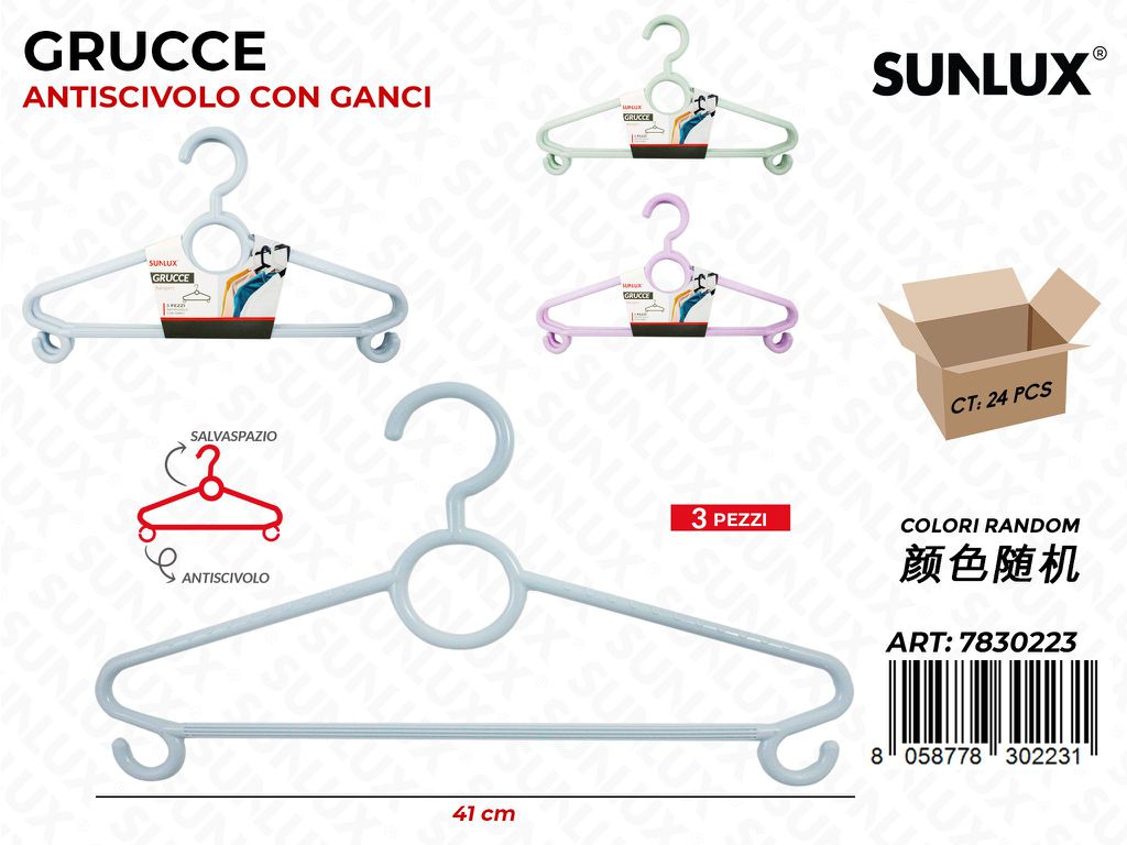Sunlux Grucce Antiscivolo Ass. 3PCS 41CM