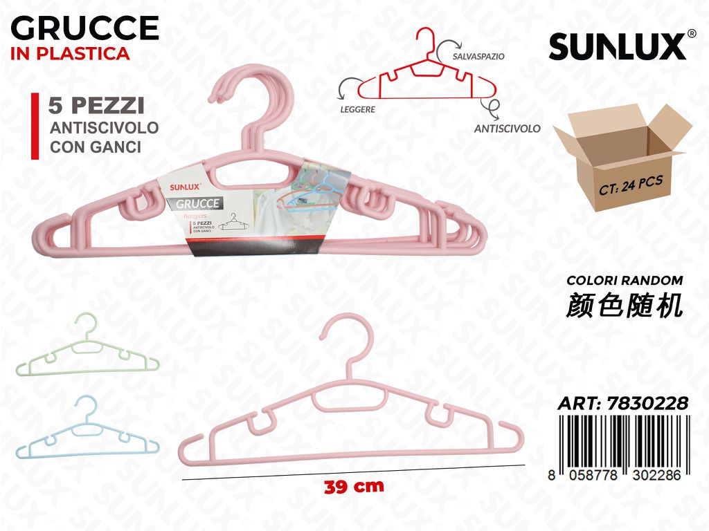 Sunlux Grucce Antiscivolo Ass. 5PCS 39CM