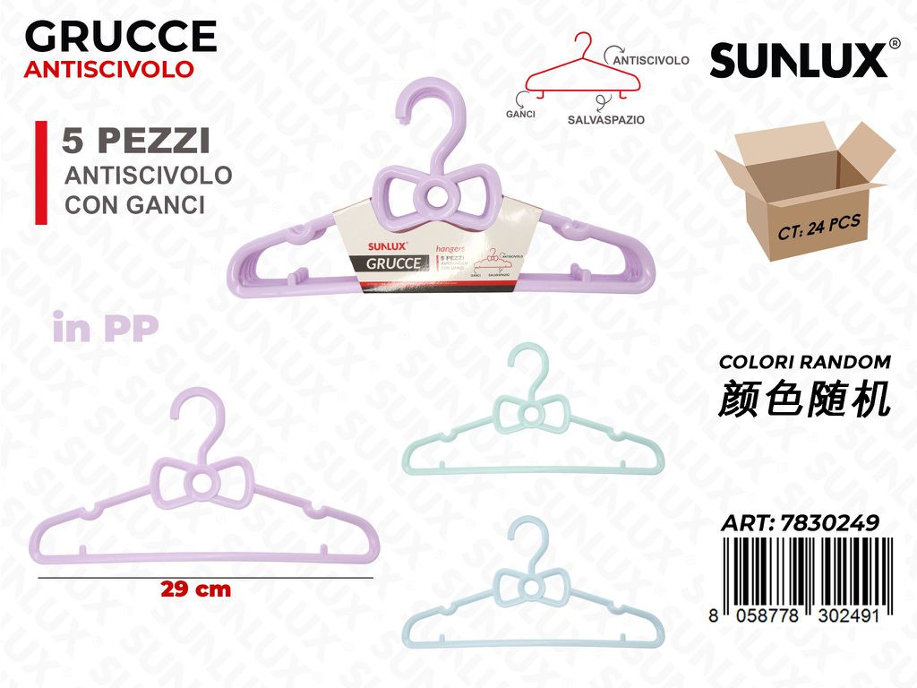 Sunlux Grucce Antiscivolo Pp Ass. 5PCS 29CM