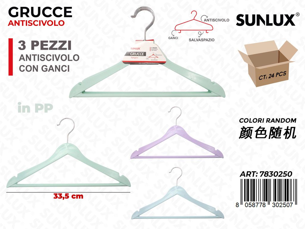 Sunlux Grucce Antiscivolo Pp Ass. 3PCS 33,5CM