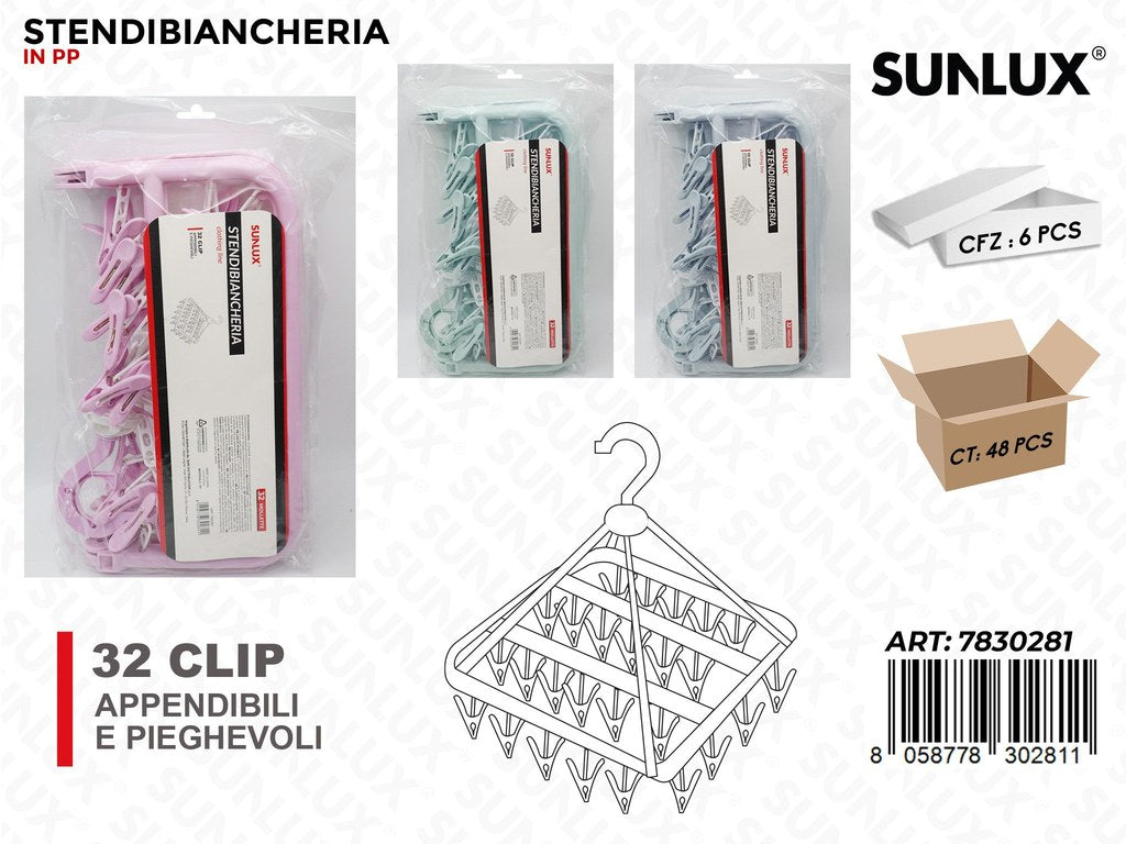 Sunlux Stendibiancheria in Pp 32CLIP Ass.