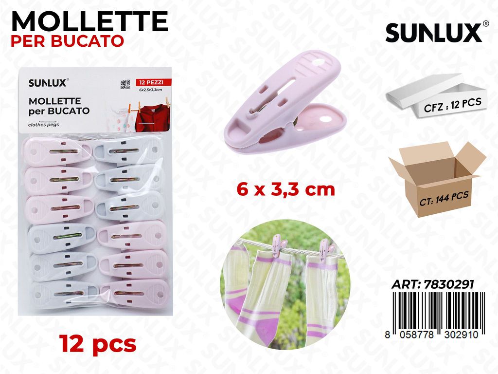 Sunlux Mollette Bucato Ass. 12PCS 6*3.3CM