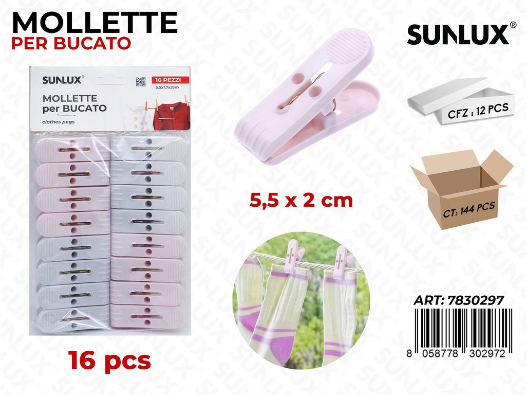 Sunlux Mollette Bucato Ass. 16PCS 5.5*2CM