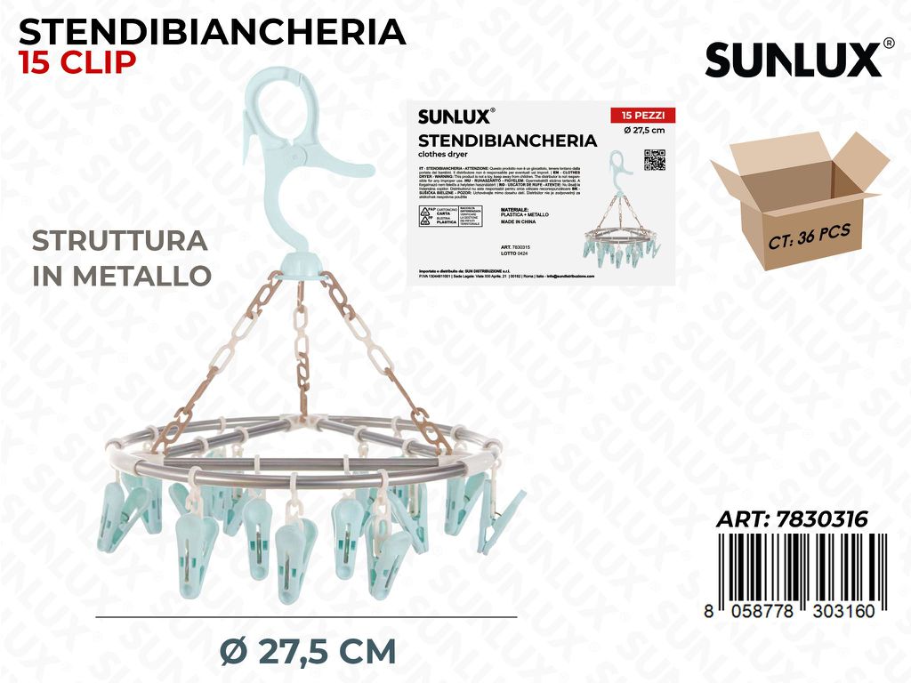 Sunlux Stendibiancheria Plast. 15CLIP 27.5CM