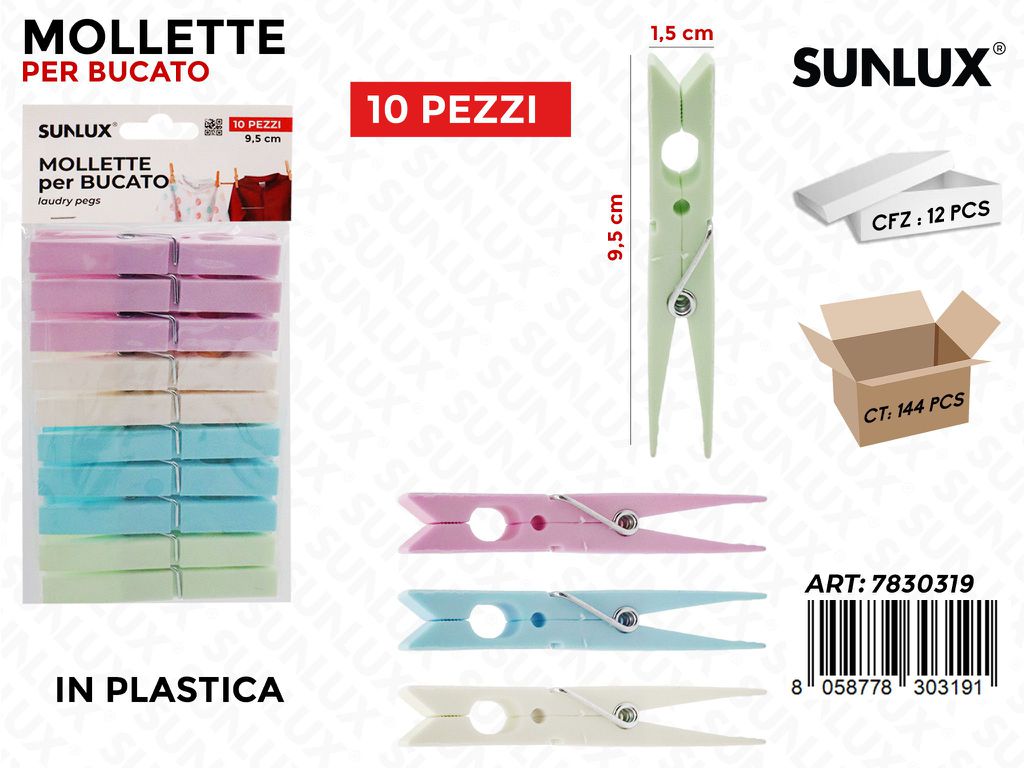 Sunlux Mollette Bucato Pastel 10PCS 1.5*9.5CM