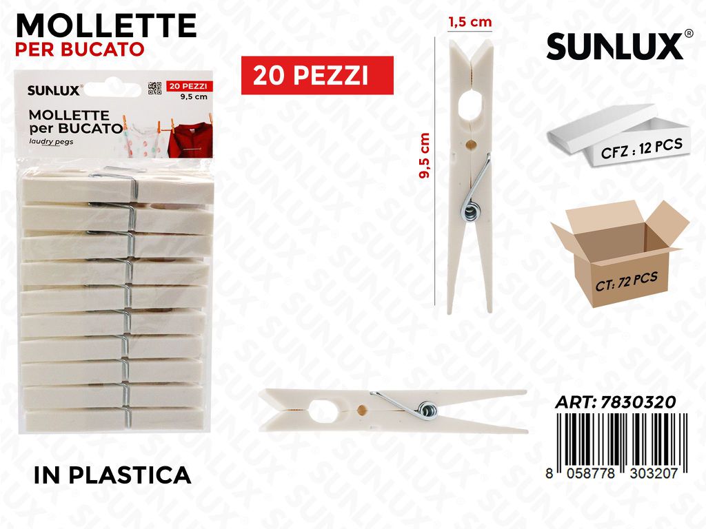 Sunlux Mollette Bucato Bia. 20PCS 1.5*9.5CM