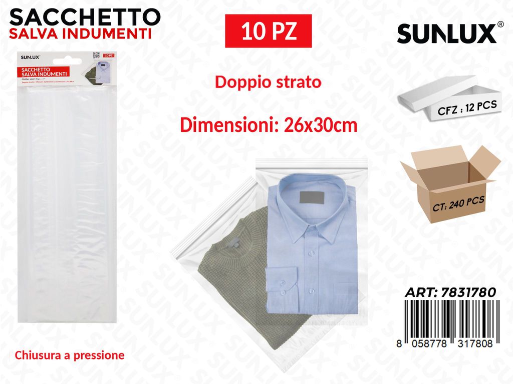 Sunlux Sacchetto Salva Indumenti 10PCS 26*30CM