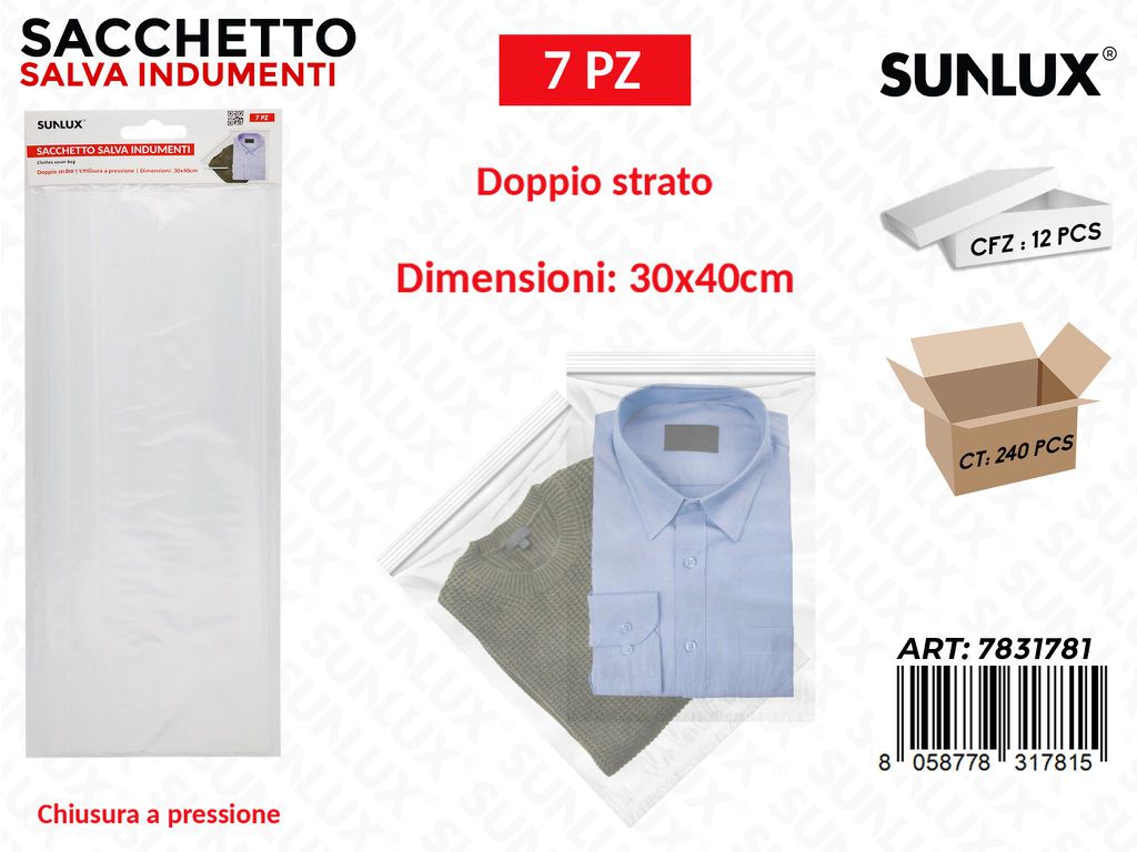 Sunlux Sacchetto Salva Indumenti 7PCS 30*40CM
