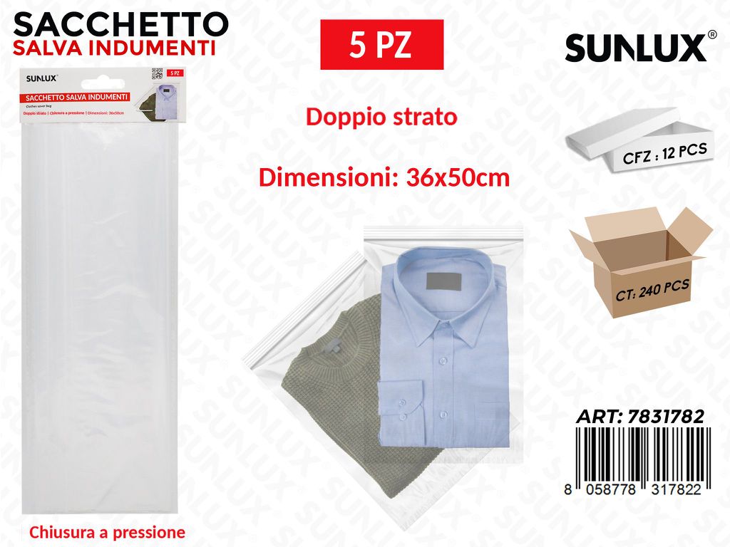 Sunlux Sacchetto Salva Indumenti 5PCS 36*50CM