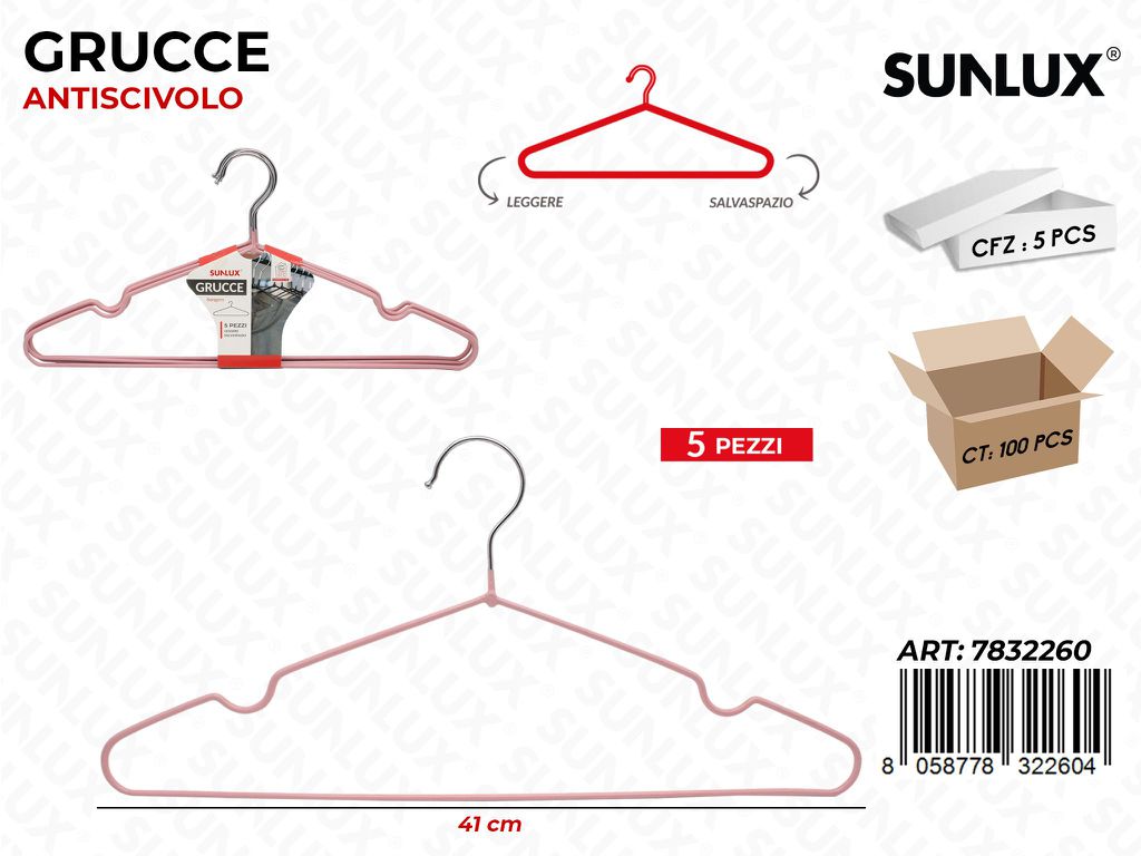 Sunlux Grucce Antisc. Rosa Pastel 41CM 5PCS