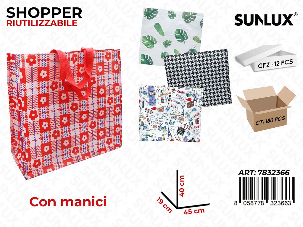 Sunlux Borsa Shopper Ass. in Pp 45*40*19CM