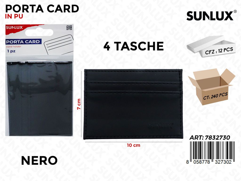 Sunlux Porta Card 4TASCHE Pu Nero 10*7CM
