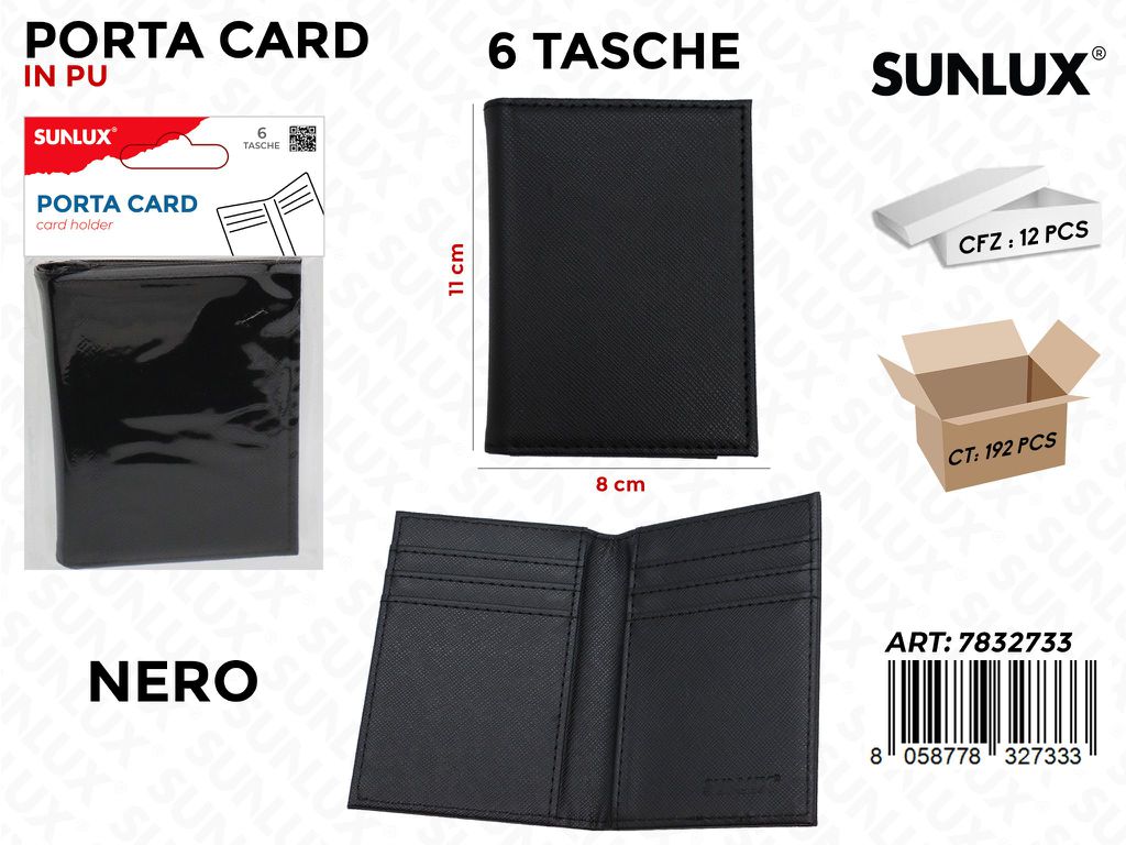 Sunlux Porta Card Nero Pu 6 Tasch. 8*11CM