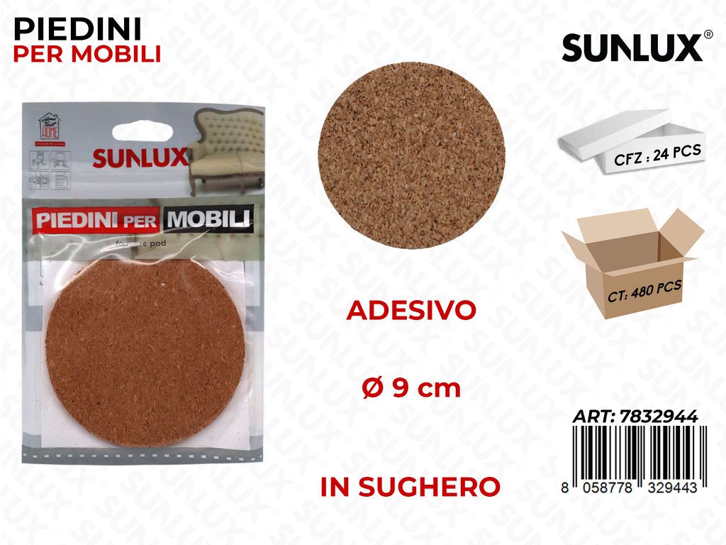 Piedini X Mobili in Sughero 9*9CM 1PC Rot
