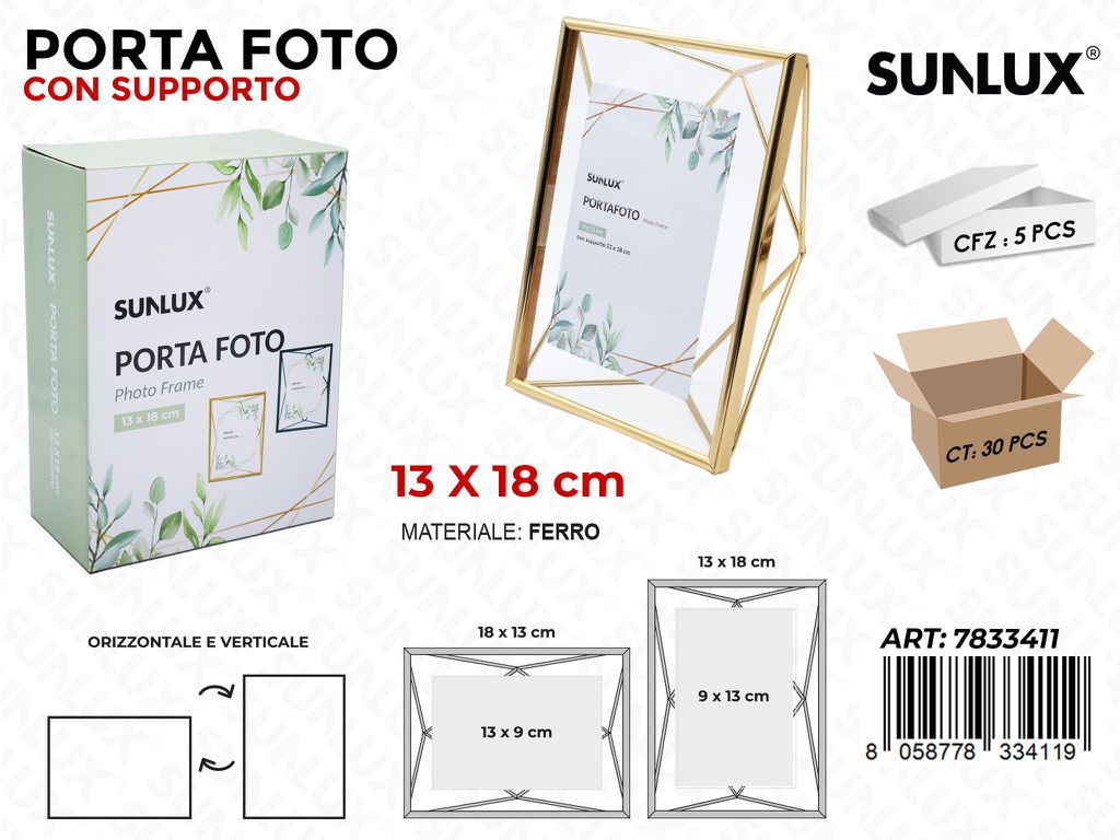 Sunlux Porta Foto Oro in Ferro 13*18CM