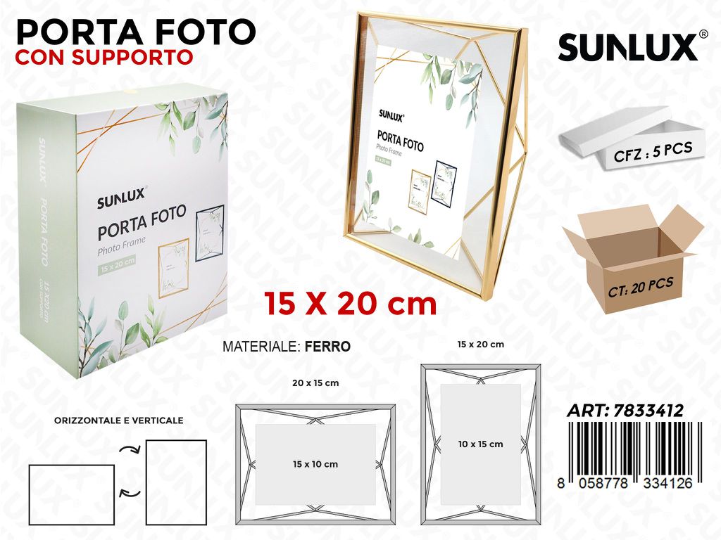 Sunlux Porta Foto Oro in Ferro 15*20CM