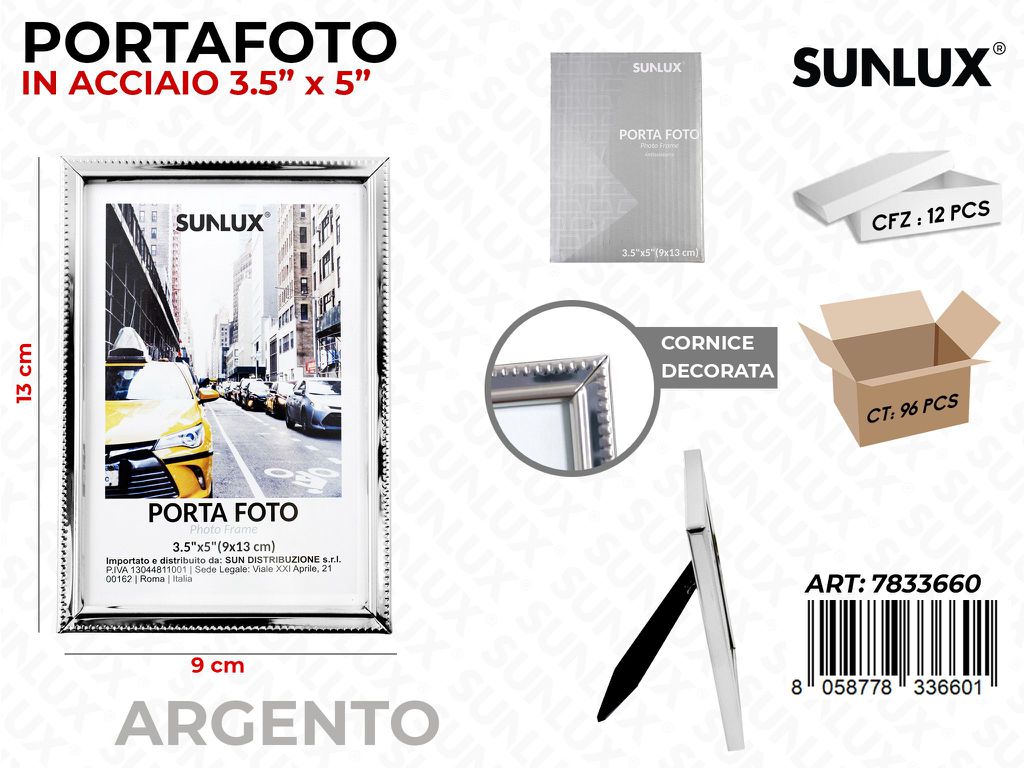 Portafoto in Acciaio Argento 9*13CM