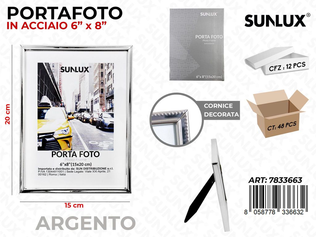 Portafoto in Acciaio Argento 15*20 Cm