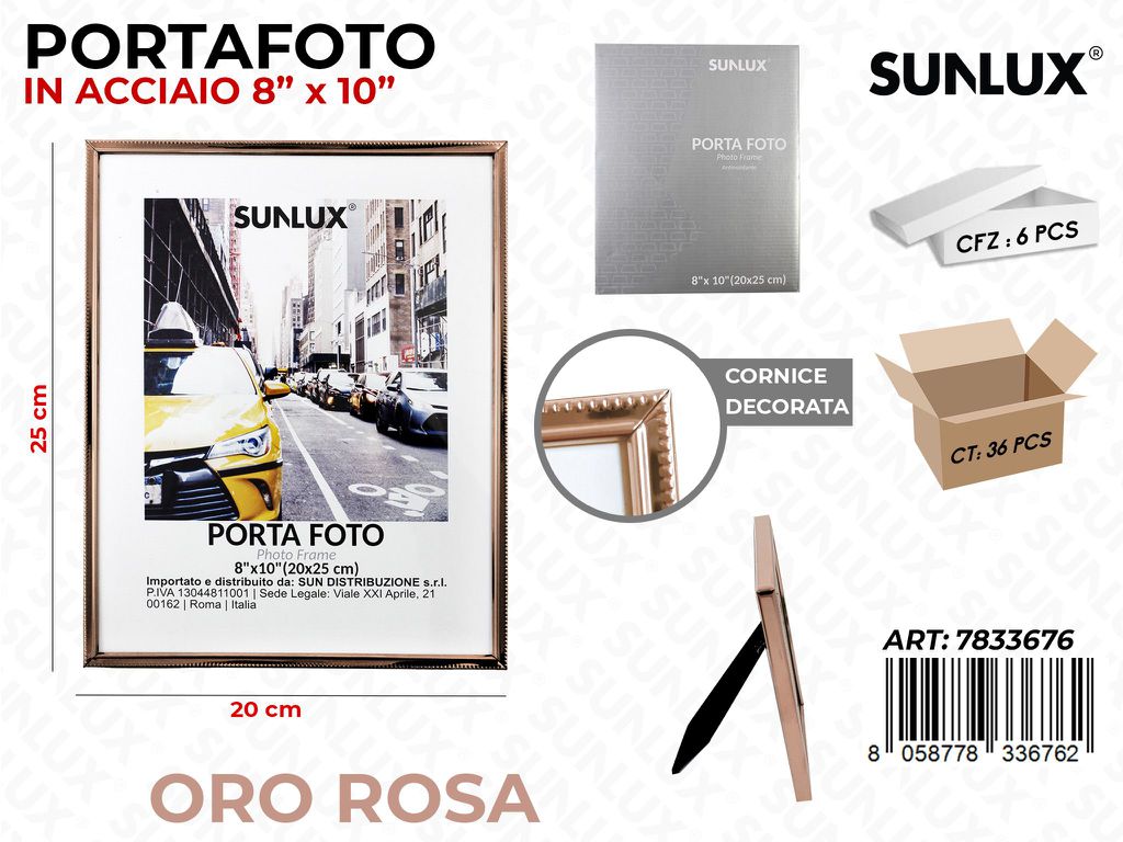 Portafoto in Acciaio Oro Rosa 20*25 Cm