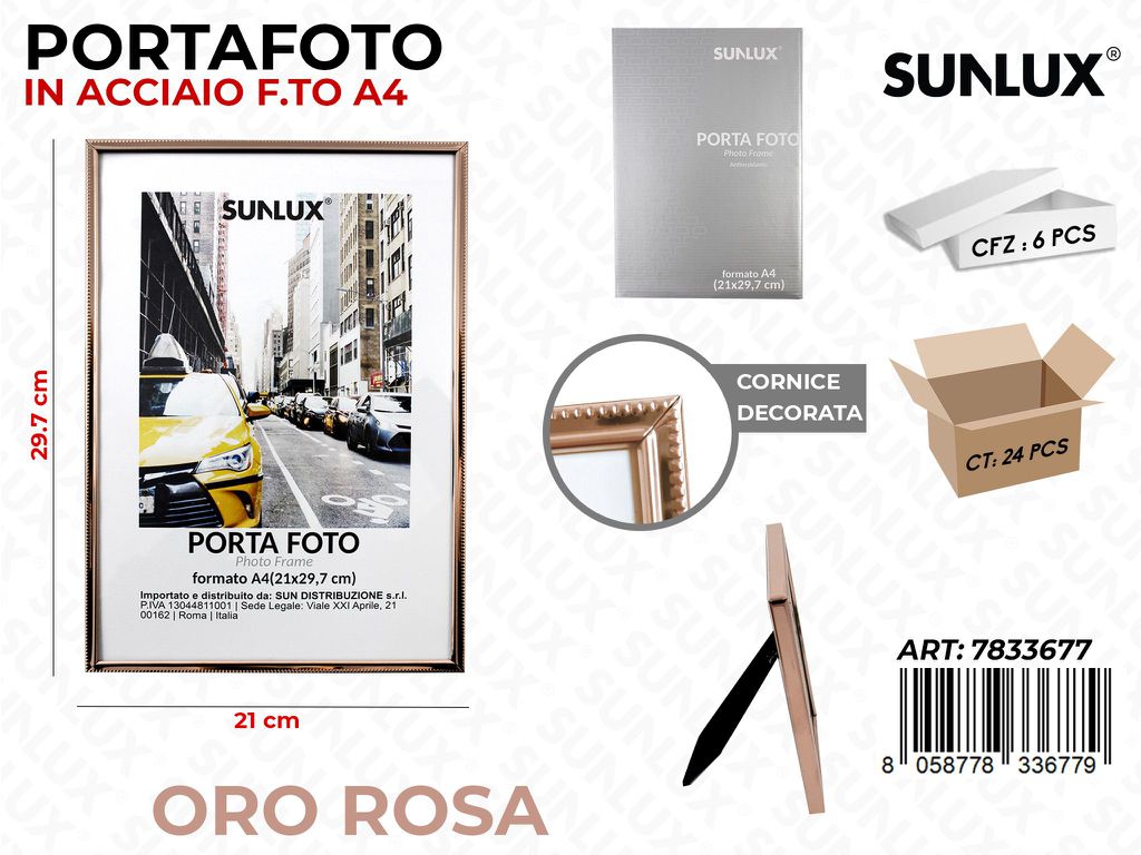 Portafoto in Acciaio Oro Rosa F.to A4