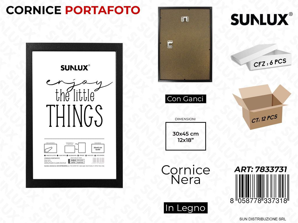 Cornice Nero c/ Ganci 30*45CM 12*18