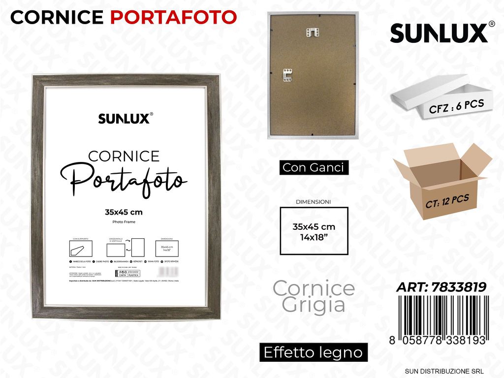 Cornice Grigio c/ Ganci 35*45CM 14*18