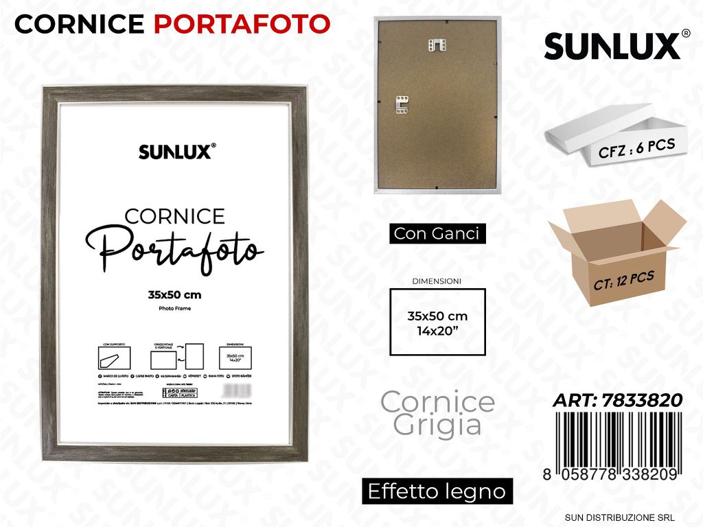 Cornice Grigio c/ Ganci 35*50CM 14*20