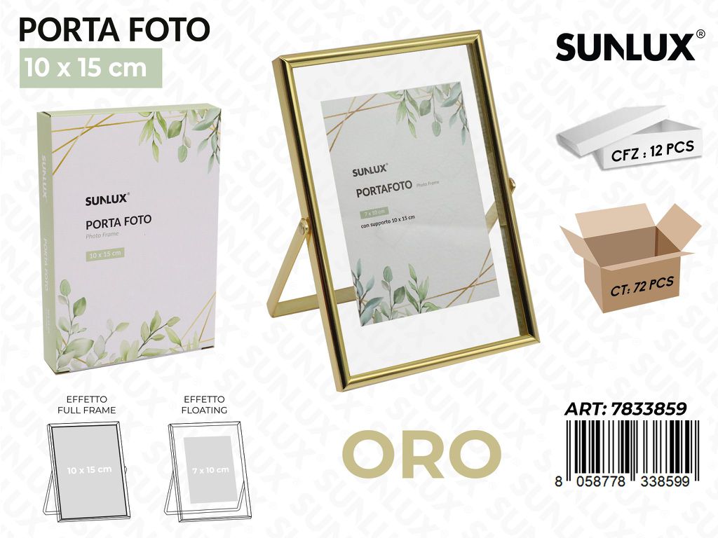 Sunlux Portafoto c/ Supp. Oro 10*15CM