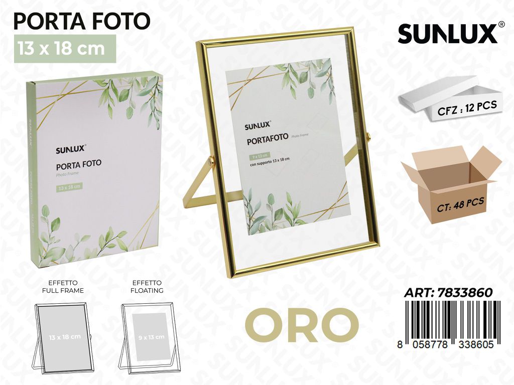 Sunlux Portafoto c/ Supp. Oro 13*18CM