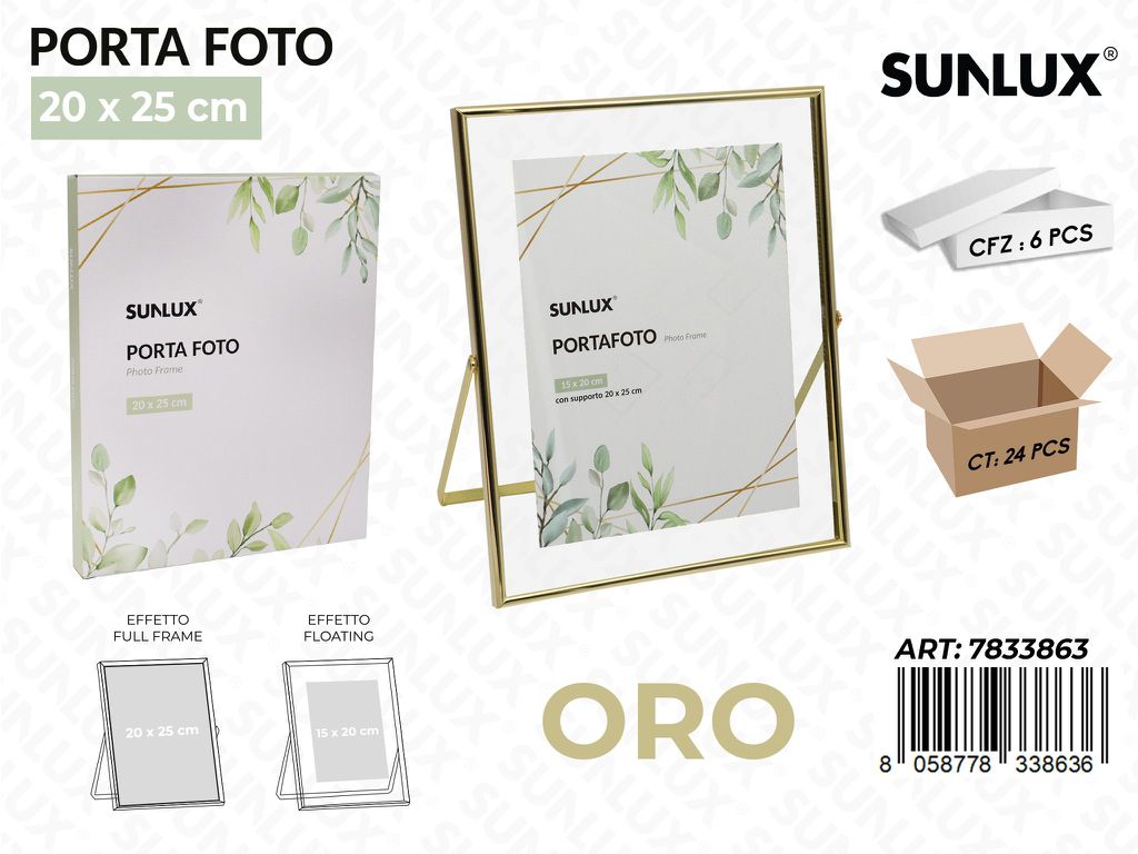 Sunlux Portafoto c/ Supp. ORO20*25CM