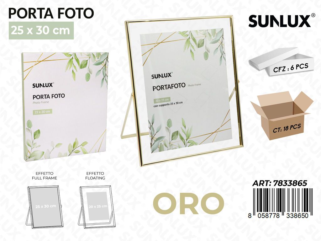 Sunlux Portafoto c/ Supp. Oro 25*30CM