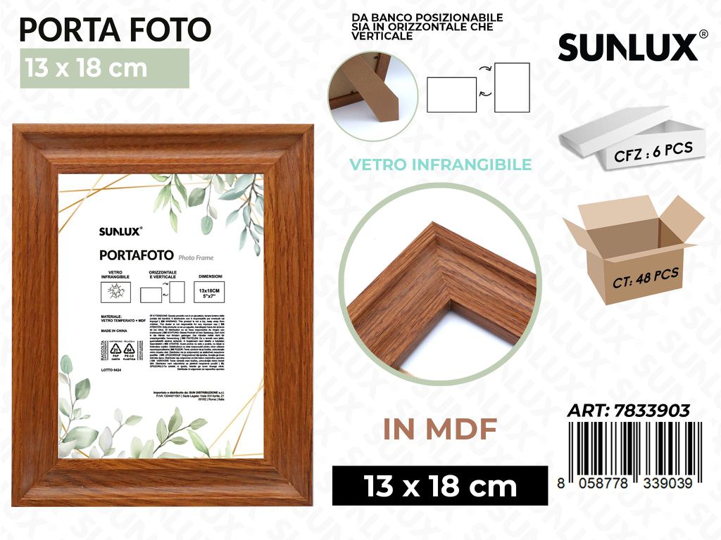 Sunlux Portafoto c/ Supp. Legno Mdf 13*18CM