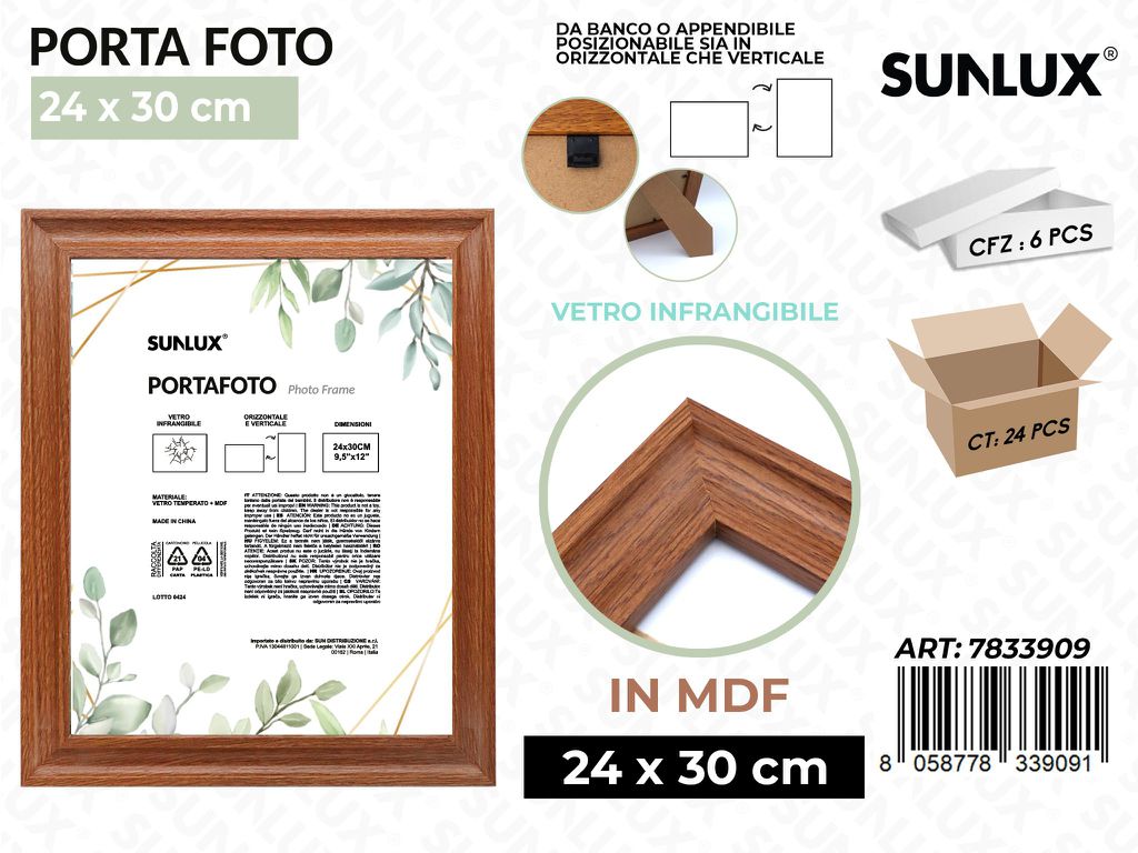 Sunlux Portafoto c/ Supp. Legno Mdf 24*30CM