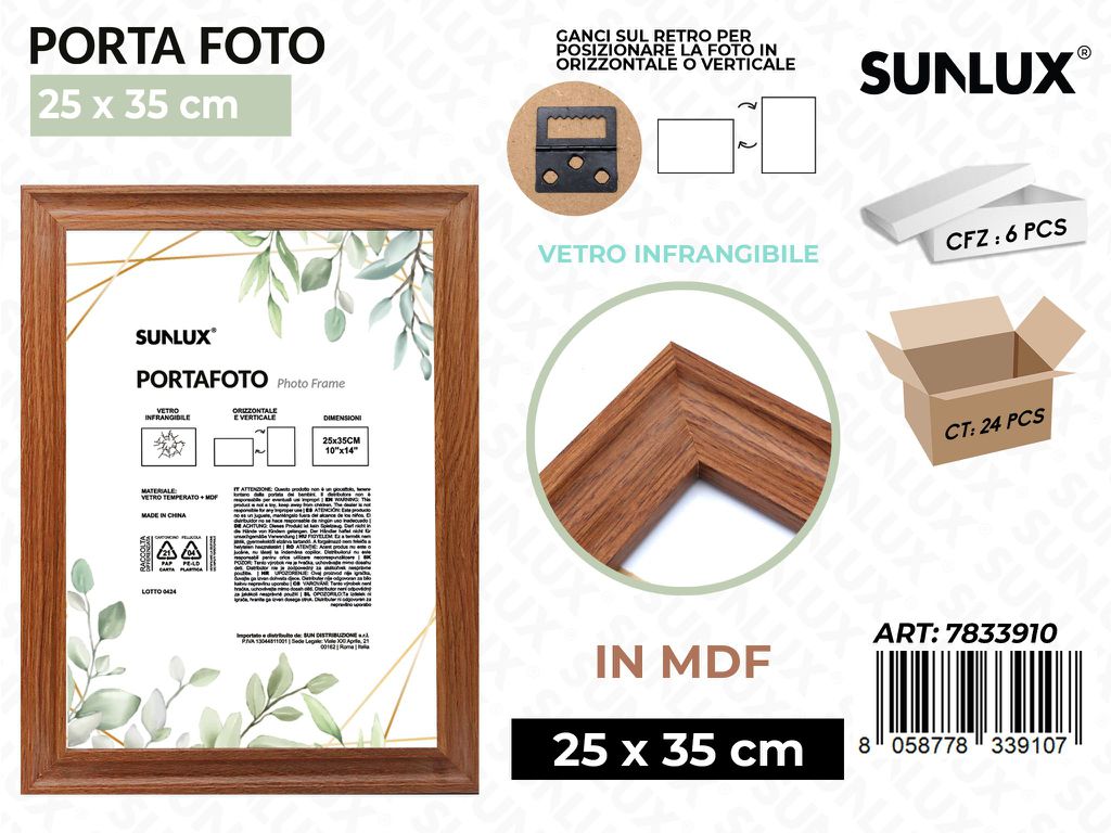 Sunlux Portafoto c/ Ganci Legno Mdf 25*35CM