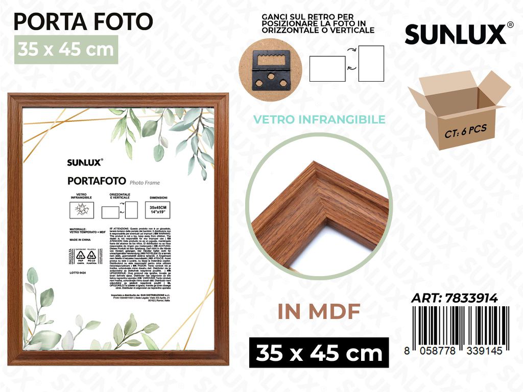 Sunlux Portafoto c/ Ganci Legno Mdf 35*45CM