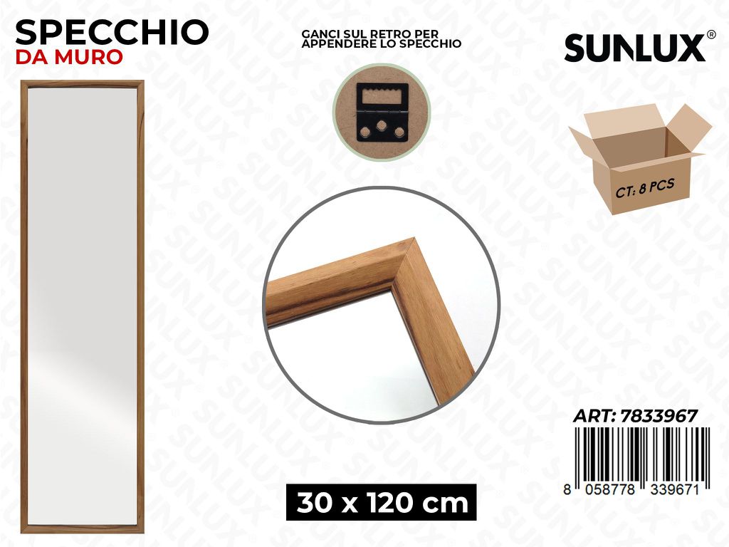 Sunlux Specchio da Muro Legno 30*120CM