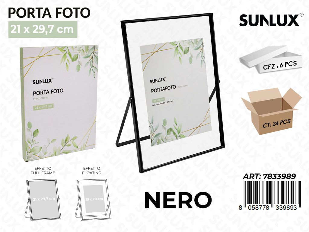 Sunlux Portafoto c/ Supp. Nero 21*29.7CM