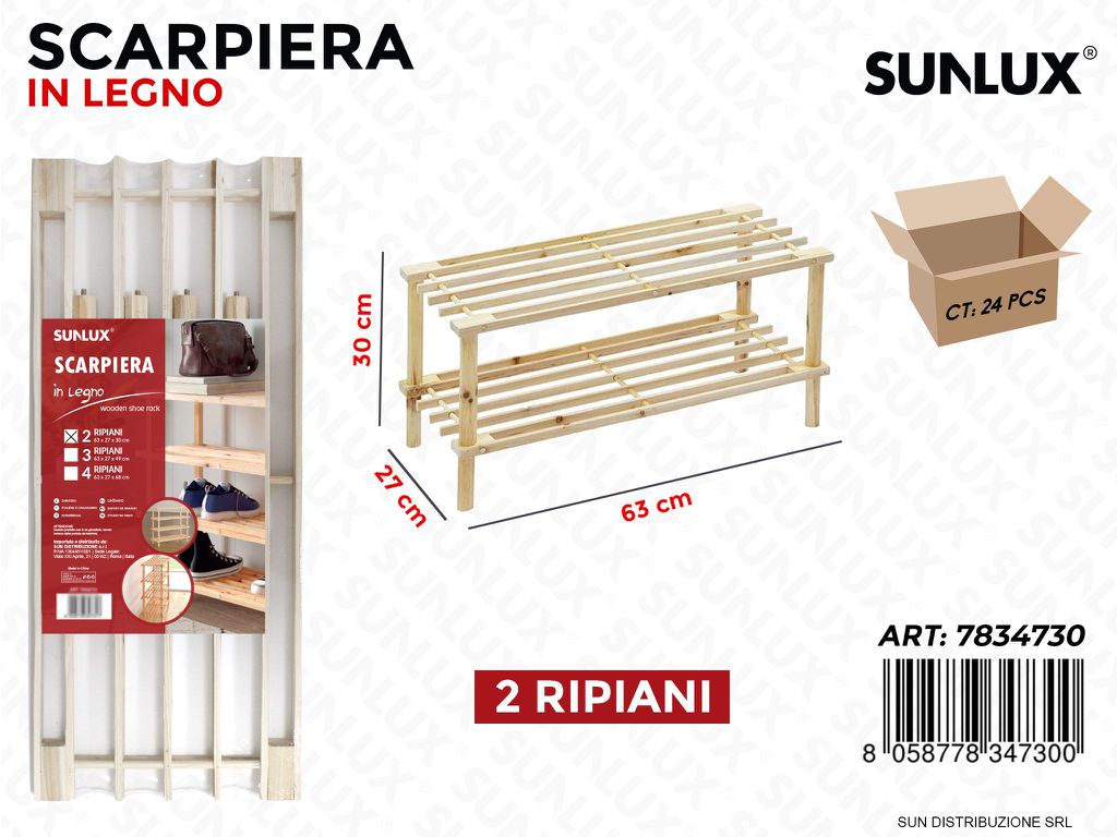 Scarpiera in Legno C. 2 Ripiani 63*30*27CM