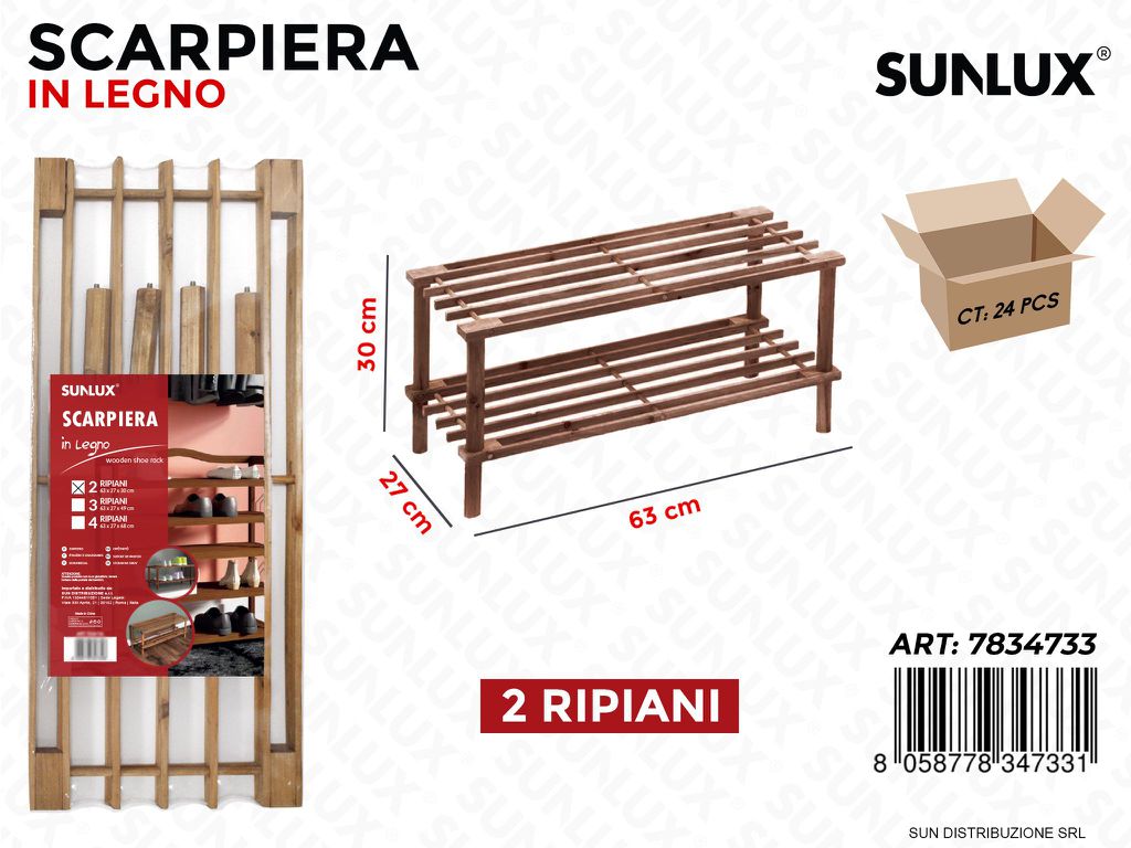 Scarpiera in Legno Scu. 2 Ripiani 63*30*27CM