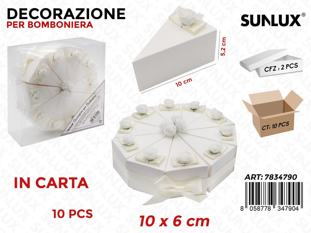 Kit 10 Scatole Portaconfetti Torta 10*6*5.2CM