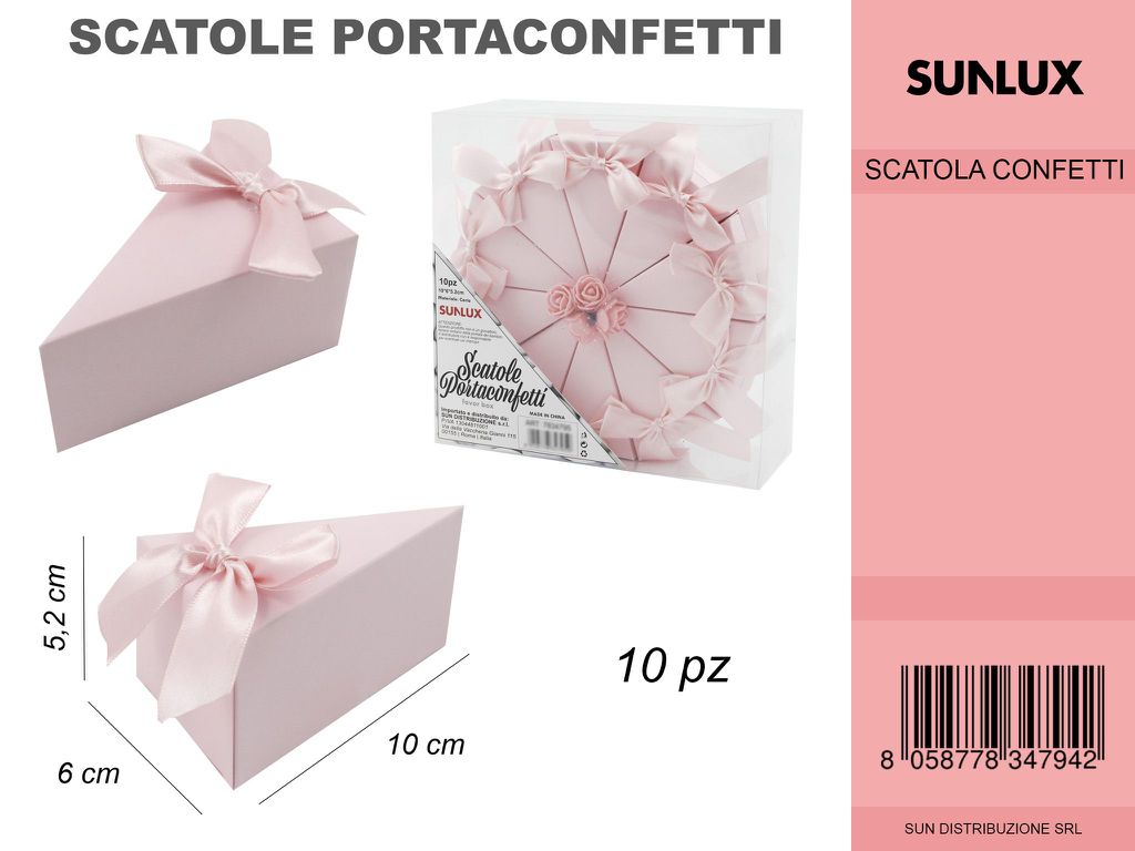 Kit 10 Scatole Portaconfetti Rosa Torta 10*6*5.2CM