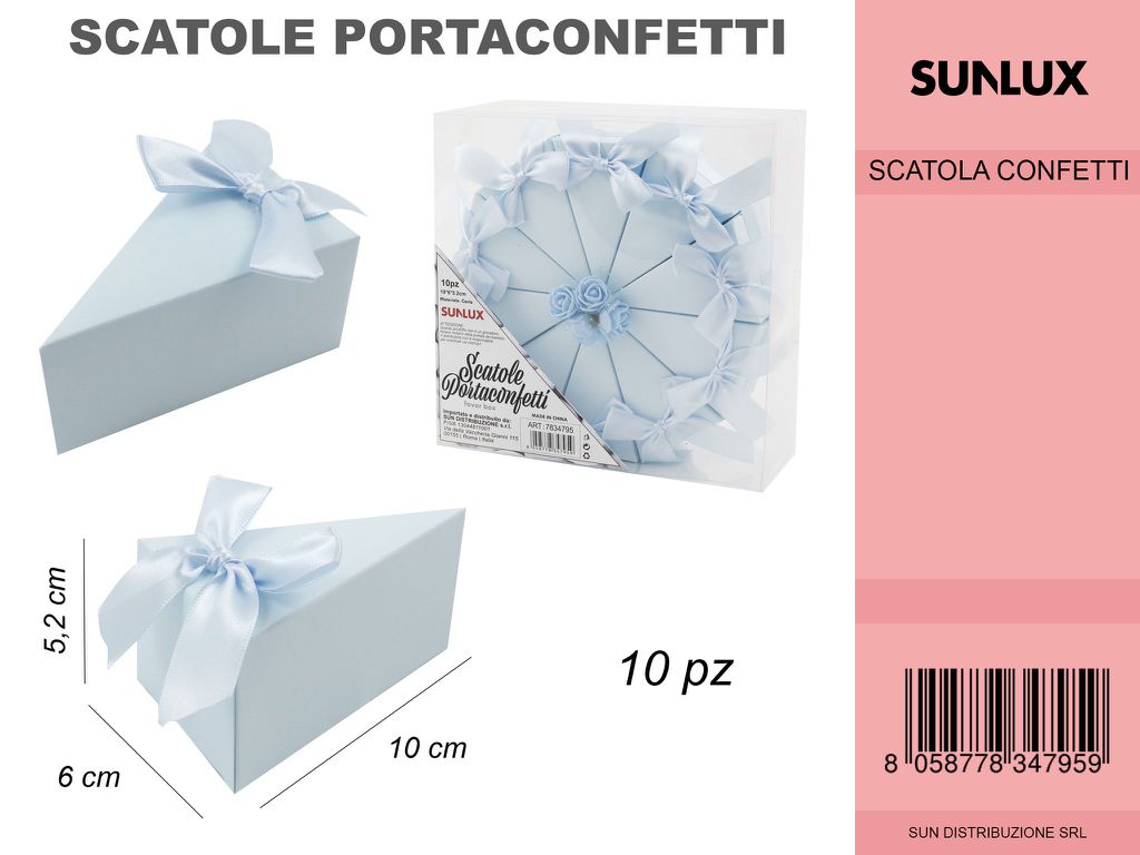 Kit 10 Scatole Portaconfetti Celeste Torta 10*6*5.2CM