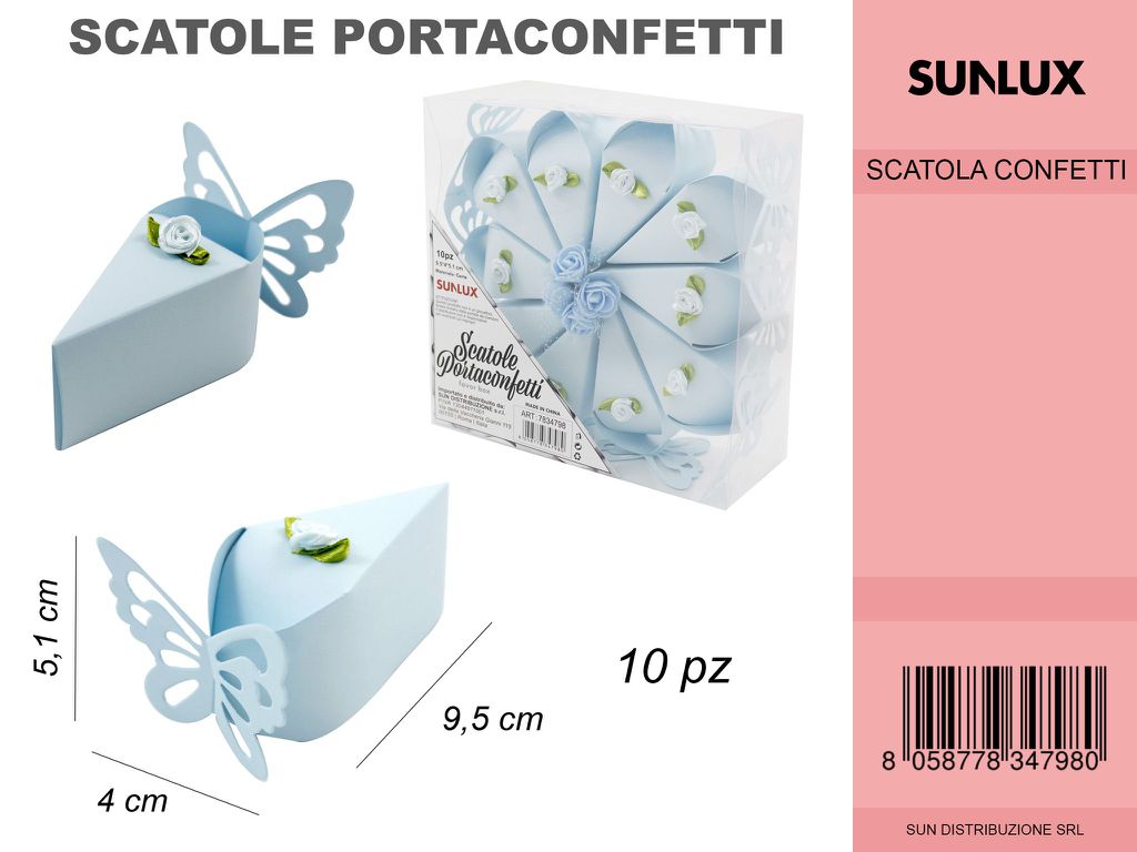 Kit 10 Scatole Portaconfetti Celeste Torta 9.5*4*5.1CM