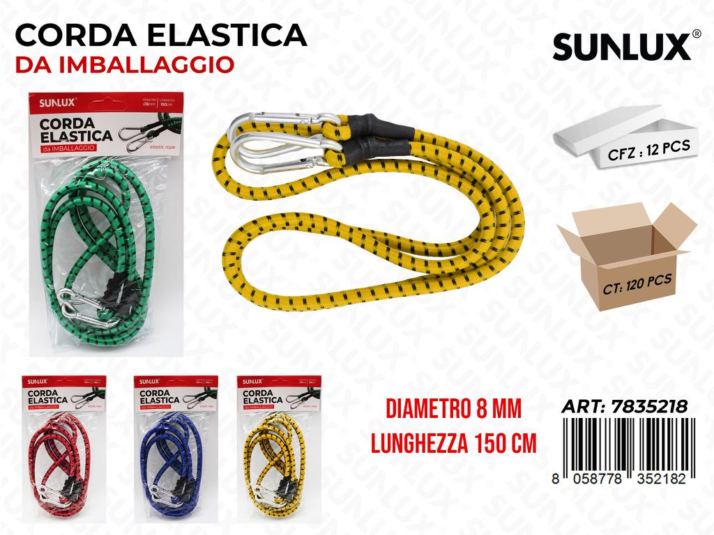 Corda Elastica Imballaggio Ass. 8MM*150CM
