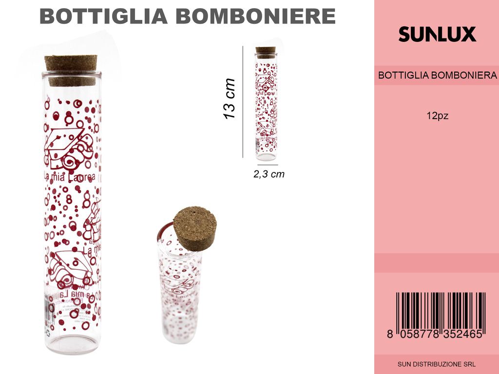 Bottiglia Bomboniere Laurea Rosso 2.3*13CM