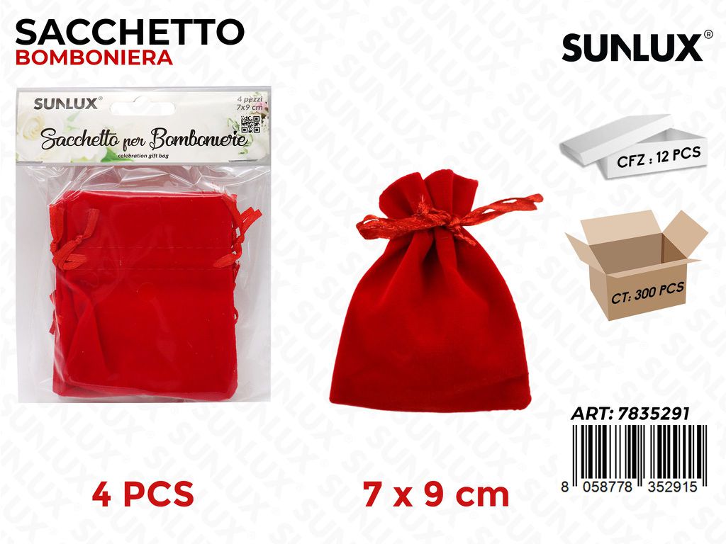 Sacchetto Bomboniere Rosso 4PCS 7*9CM